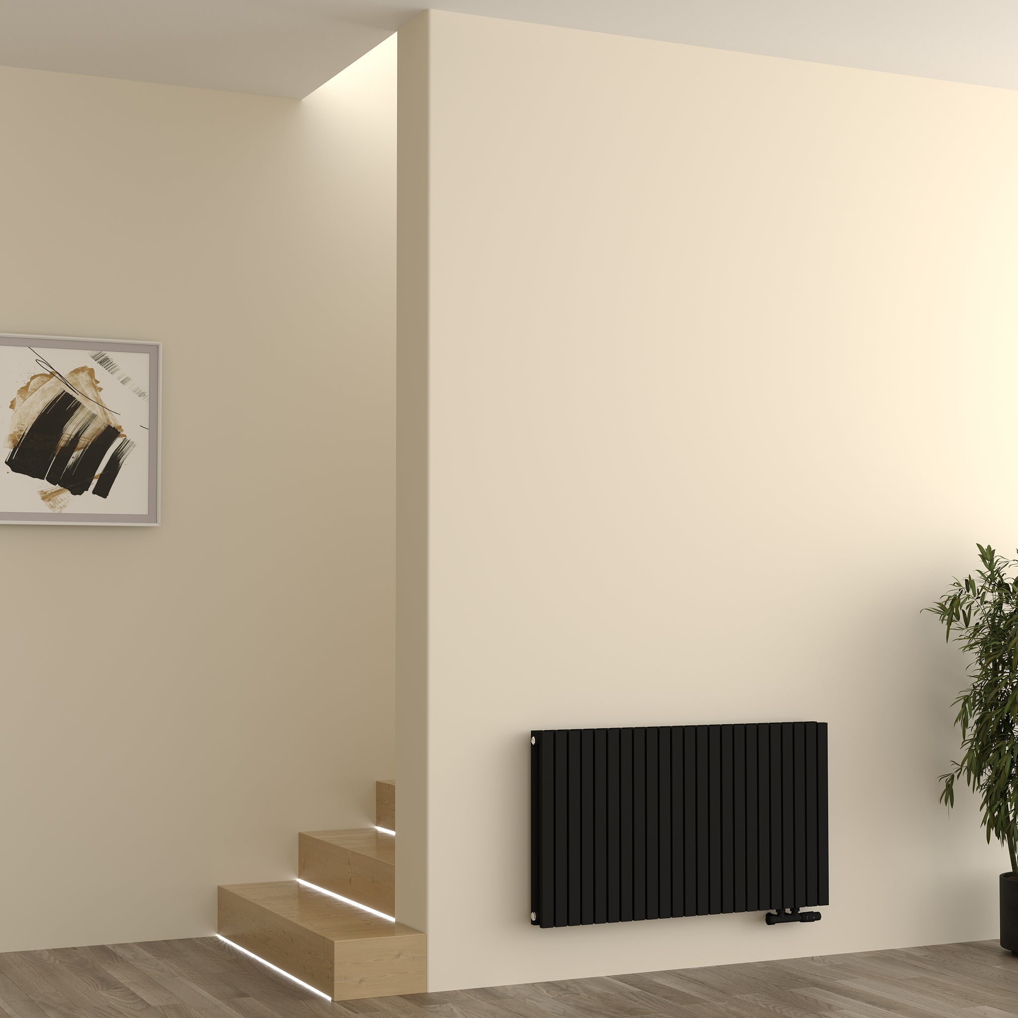 Paneelheizkörper Designheizkörper Horizontal Doppellagig Schwarz FLORA