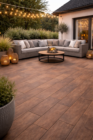 Muster von Terrassenplatte Woodlight Marrone 40x80x2 cm matt