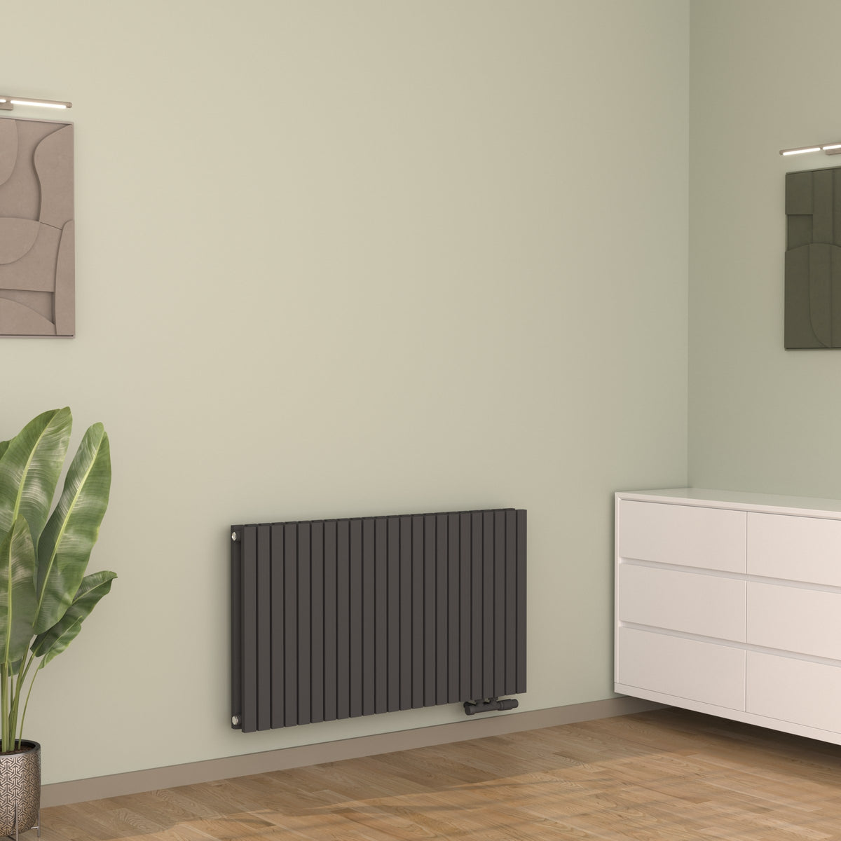 Design-Paneelheizkörper SOMERA Anthrazit, horizontal – Ansicht von vorn
