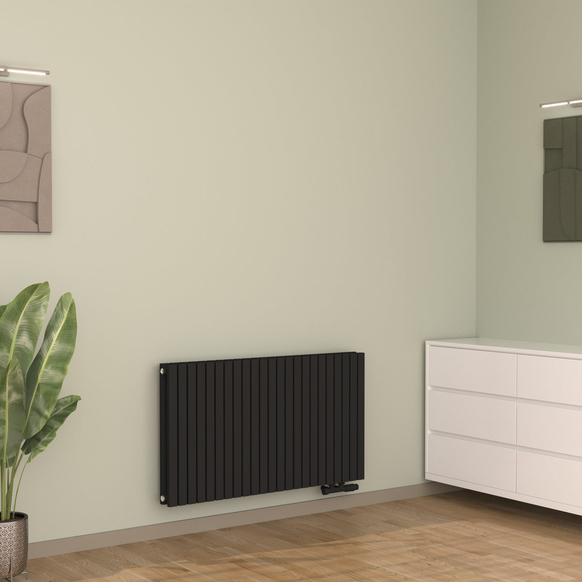 Design-Paneelheizkörper SOMERA Schwarz, horizontal – Ansicht von vorn