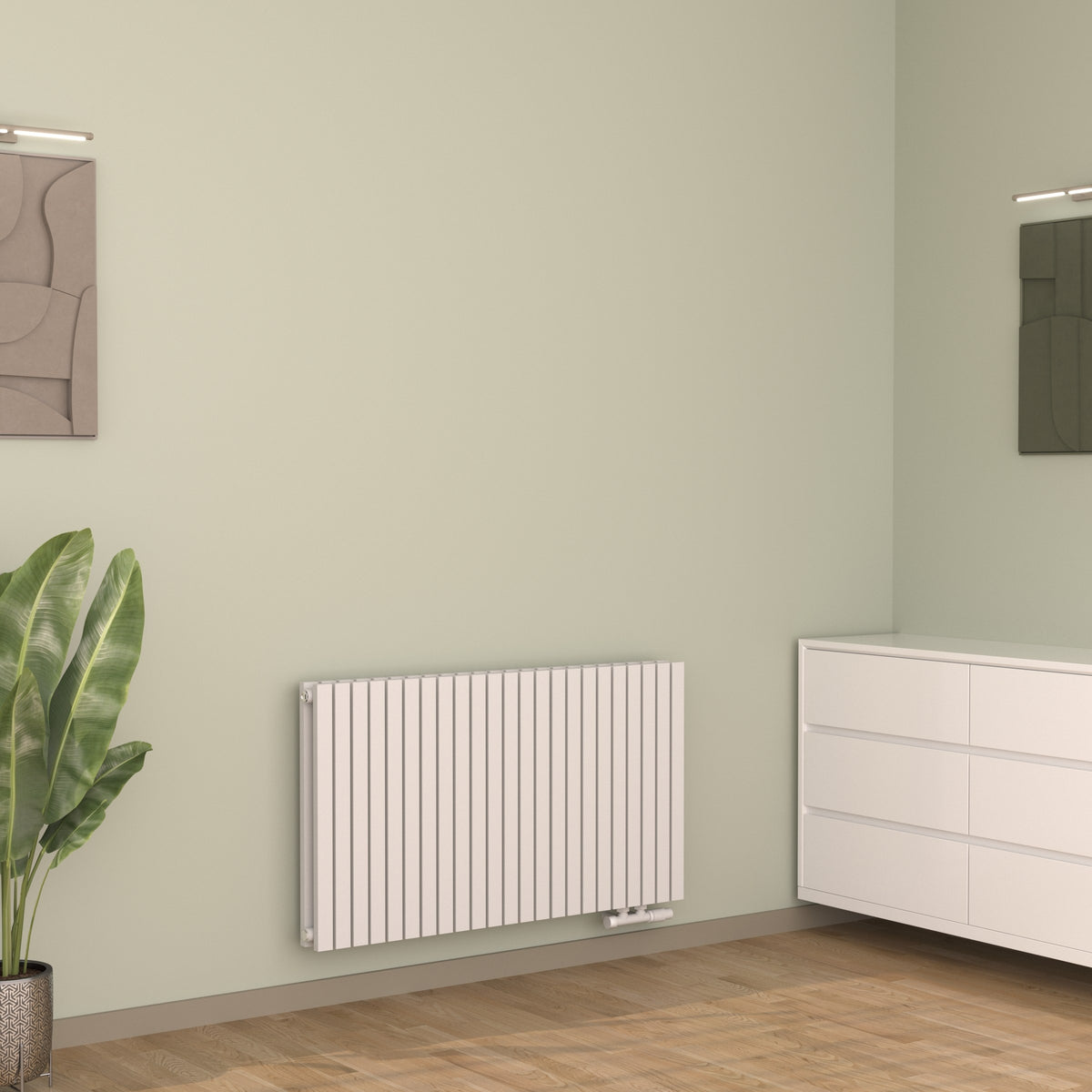Design-Paneelheizkörper SOMERA Weiß, horizontal – Ansicht von vorn