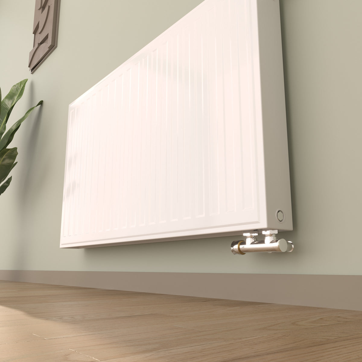 Paneelheizkörper KONRAD Typ 22 (Ventilheizkörper) – Seitenansicht mit Ventilanschluss