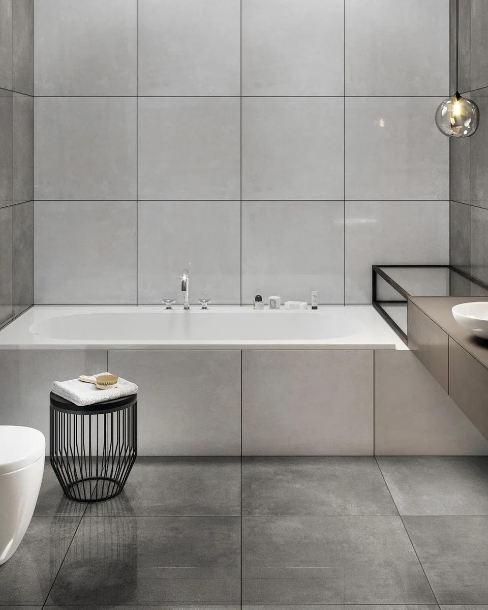 Bodenfliese Villeroy &amp; Boch Hudson White-Sand verlegt – Anwendungsbeispiel