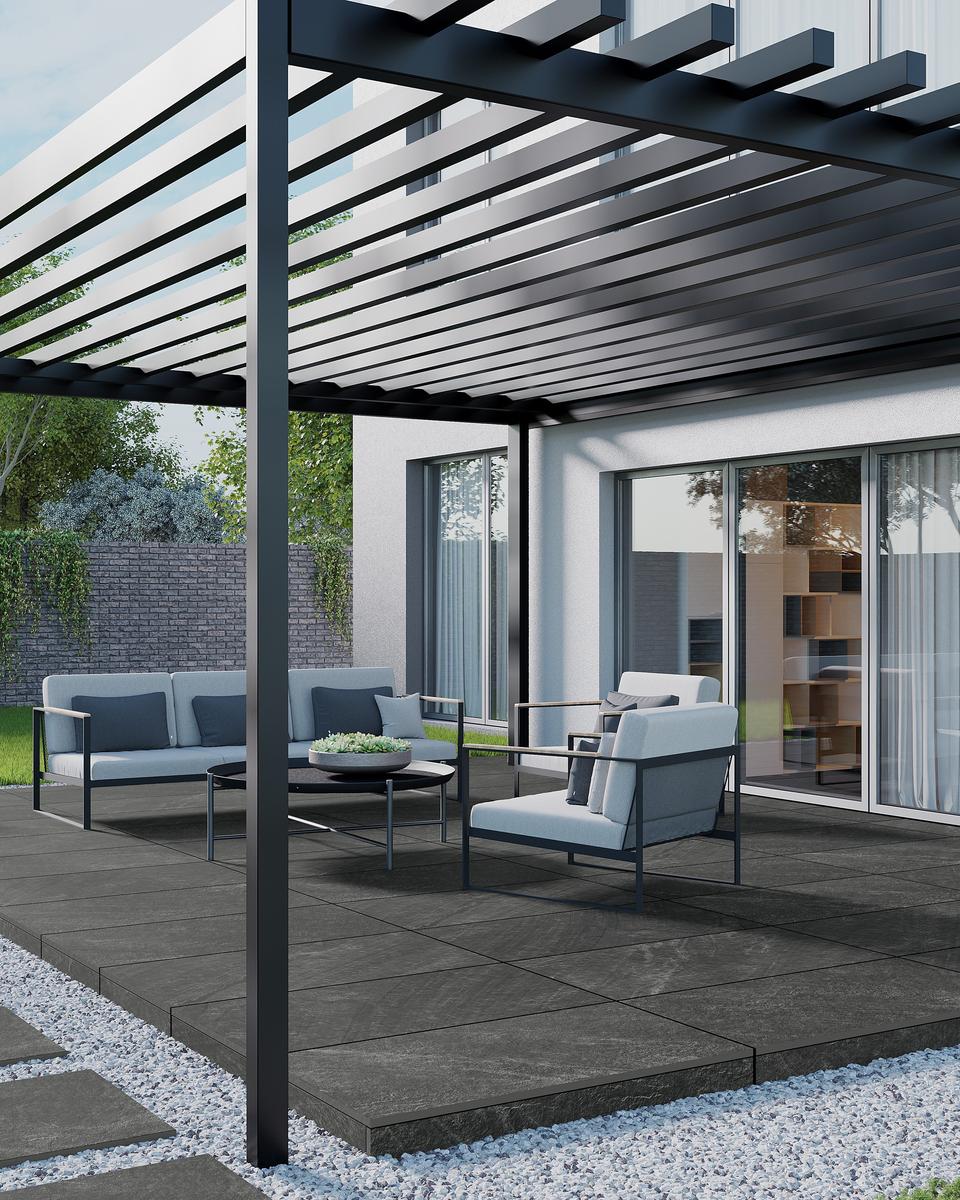 Terrassenplatte Villeroy &amp; Boch BOURGOGNA GARDEN 60x60 cm - 2. Sorte verlegt – Anwendungsbeispiel